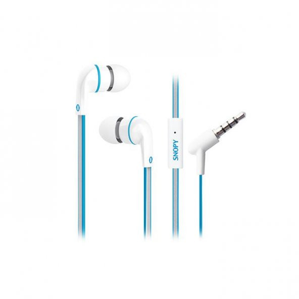 Snopy SN-206 Mobil Telefon Uyumlu Fosforlu Kablo Kulak içi Mavi Mikrofonlu Kulaklık