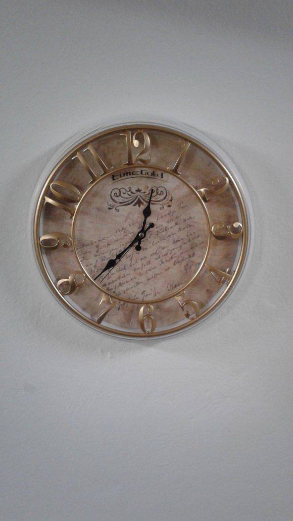 Time Gold Beyaz Çerçeve Doğa Duvar Saati Çap 40 cm