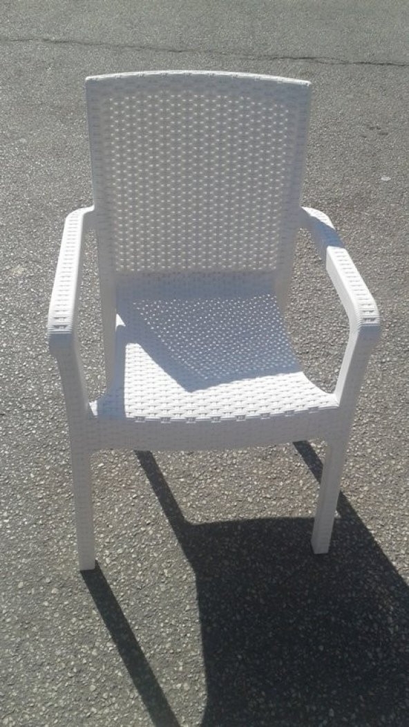 Plastik Bahçe Sandalyesi Beyaz Sarmaşık Desenli 1 Adet