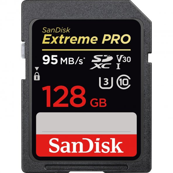 Sandisk Extreme PRO 128GB SD Hafıza Kartı 4K U3 V30 95MB/s 633x