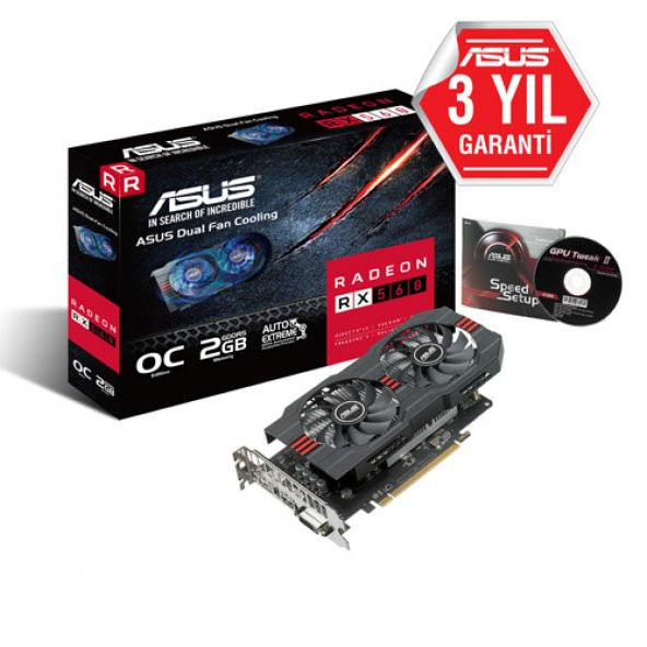 ASUS AMD 2GB RX 560 GDDR5 128 Bit RX560-O2G HDMI DVI-D DP