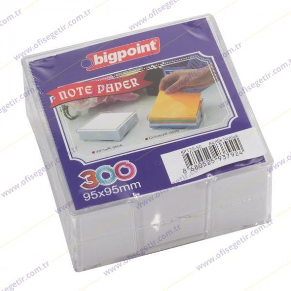 BP129-50 Bigpoint Akrilik Küp Notluk Dolu 9.5X9.5Cm Beyaz