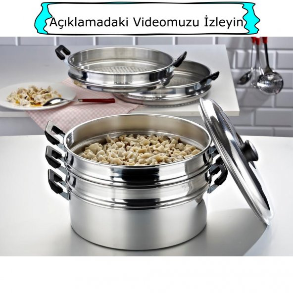 Buharlı Mantı Tenceresi Alüminyum 32 Cm Özbek Kazak Mantı *video* - 2
