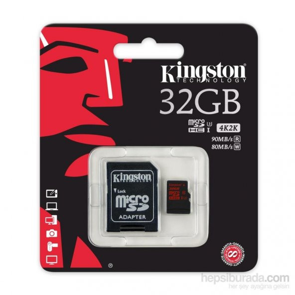 Kingston 32GB Micro SD Hafıza Kartı C10 U3 4K SDCA3/32GB