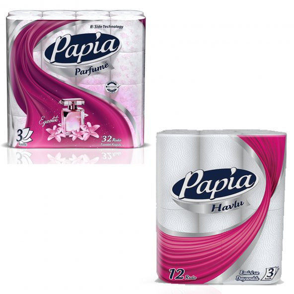 Papia 32'li Tuvalet Kağıdı Parfümlü + 12'li Kağıt Havlu