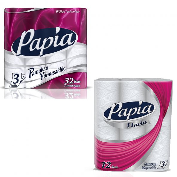 Papia 32'li Tuvalet Kağıdı Normal + 12'li Kağıt Havlu