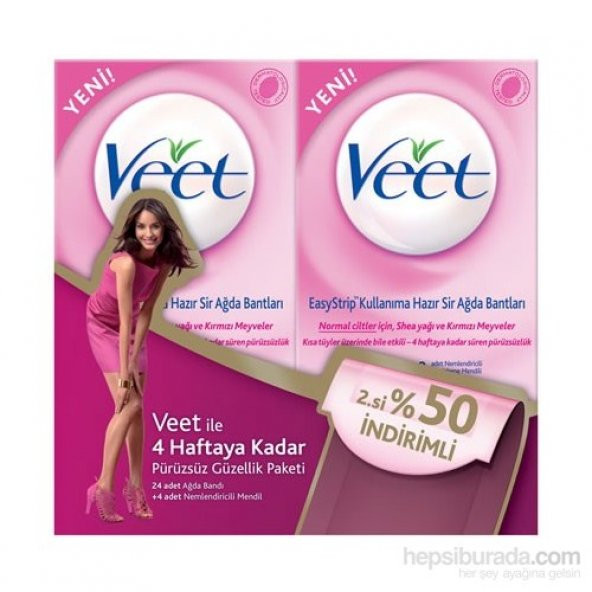 Veet Ağda Bandı Normal Ciltler 12+12 (Pembe)