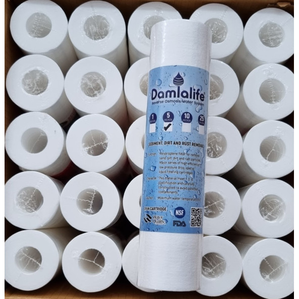 10'' Su Arıtma 5 Micron Sediment Spun Tortu Filtresi 25 adet
