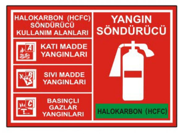 Yangın Söndürücü Levha- Halokarbon (HCFC) söndürücü kullanım alanları