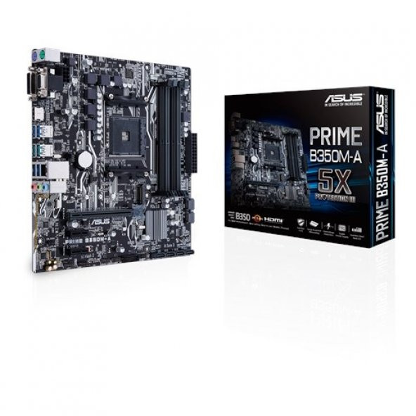 AM4 ASUS B350 DDR4 Prime B350M-A O/B Vga GLan Raid DVI,HDMI 6x Sata3 1x M2 Sata 2x (PCIe 3.0) mATX