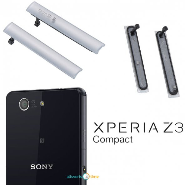 Sony Xperia Z3 Compact Micro Sd ve Sim Kart Tıpası (Kapağı) - Gri
