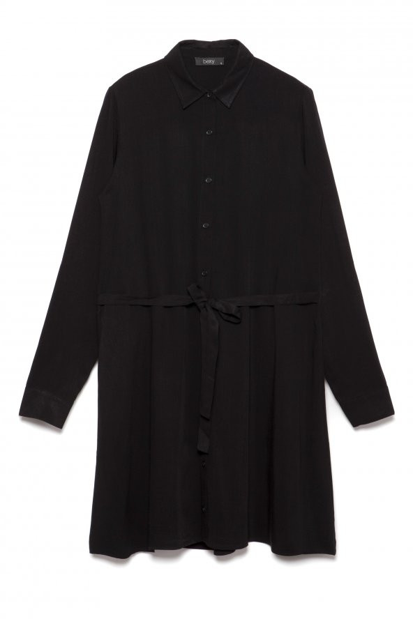 Alex - Siyah Viskon Gömlek Elbise