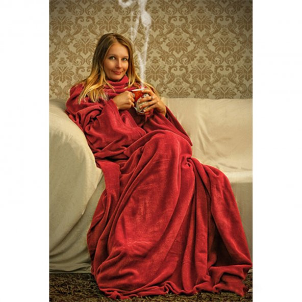Giyilebilir Kollu Battaniye - Kırmızı