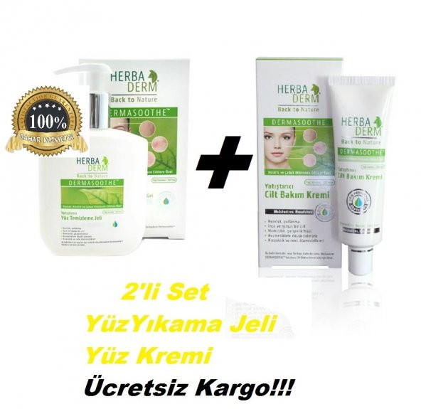 Herbaderm Cilt Bakım Kremi+Yüz Temizleme Jeli Dermasoothe