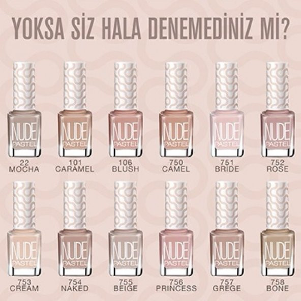 12 FARKLI TON PASTEL NUDE OJE