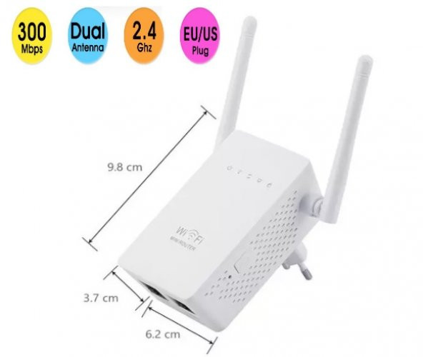 2 Antenli Wifi Genişletici 300 Mbps 2.4 Ghz Wıreless Nı Ap / Router / Repeate