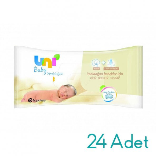 Uni Baby 24lü Yenidoğan 40 Yaprak Islak Mendil