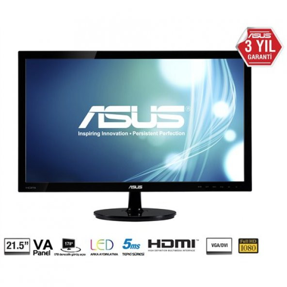 21,5 ASUS VS229HA VA 1920x1080 5ms 3YIL HDMI,DVI,VGA  VESA, 178 Görüş Açısı