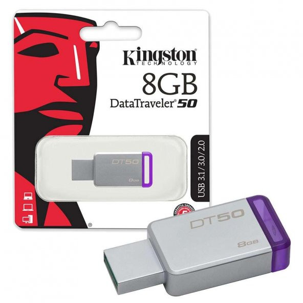 Kingston 8GB USB 3.1 3.0 Flash Bellek DT50/8GB