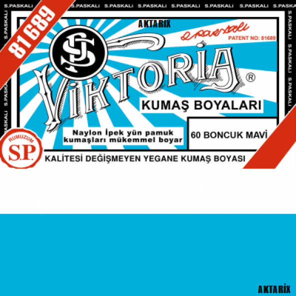 Viktoria 60 Boncuk Mavi Kumaş Boyası -Ücretsiz Kargo