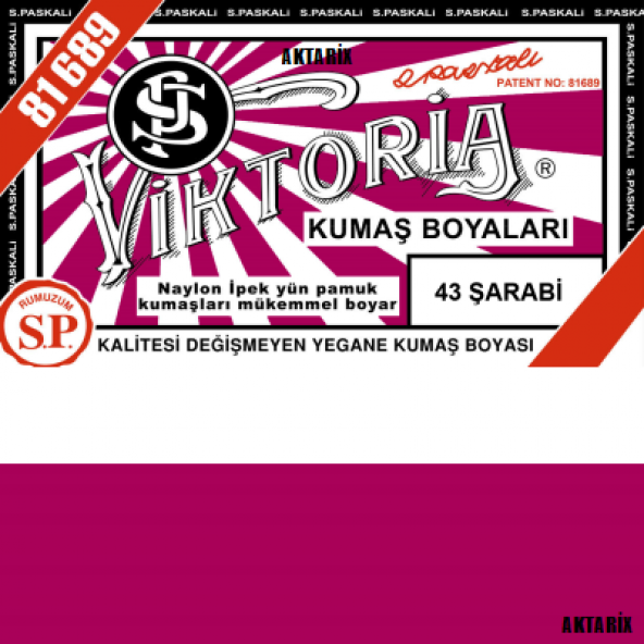 Viktoria 43 Şarabi Kumaş Boyası -Ücretsiz Kargo