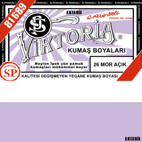 Viktoria 26 Mor Açık Kumaş Boyası -Ücretsiz Kargo