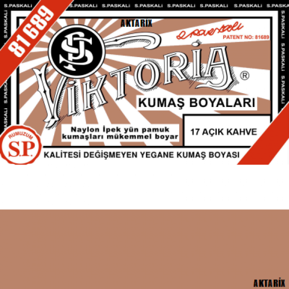Viktoria 17 Açık Kahve Kumaş Boyası -Ücretsiz Kargo