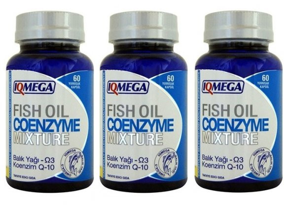 3 Kutu IQMEGA Balık Yağı OMEGA 3 + Coenzyme Q10 (Koenzim) 60 sftj