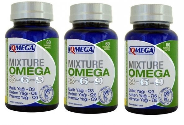 3 Kutu IQMEGA Mixture Omega 3-6-9 Balık Yağı 60 Softjel
