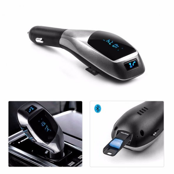 X5 Wifi Bluetooth Araç Kiti Fm USB Girişli FM Transmitter - 3