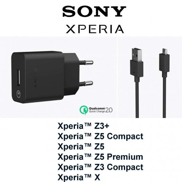 Sony UCH10RU/B Z3+ Z3 Z4 Z5c M4 Premium Hızlı Şarj Cihazı Aleti