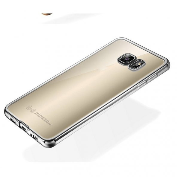Samsung Note 4 Kılıf Silikon Transparan Kapak Gümüş