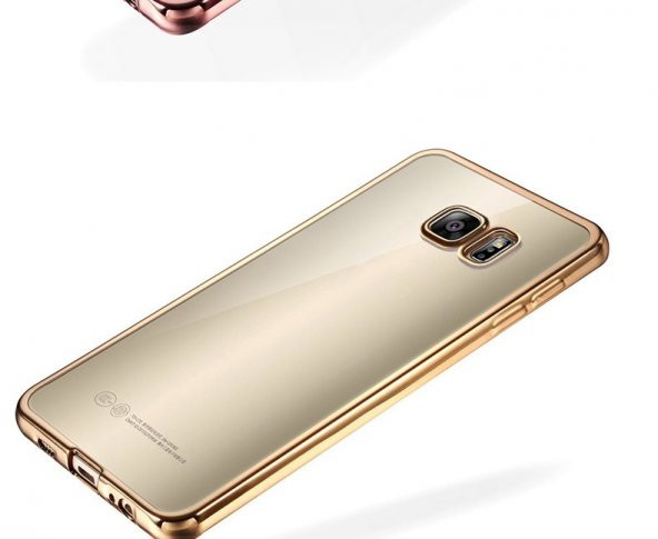 Samsung Note 5 Kılıf Silikon Transparan Kapak Gold