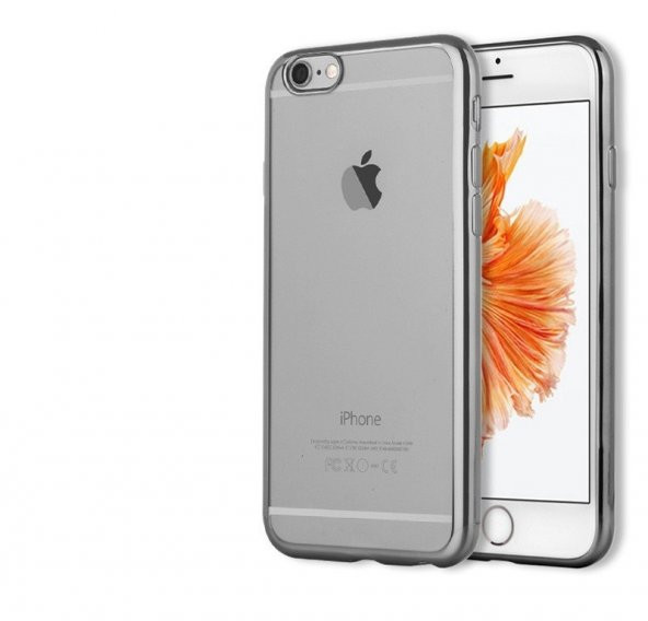 Apple İphone 6 - 6S Kılıf Silikon Transparan Kapak Koyu Gri