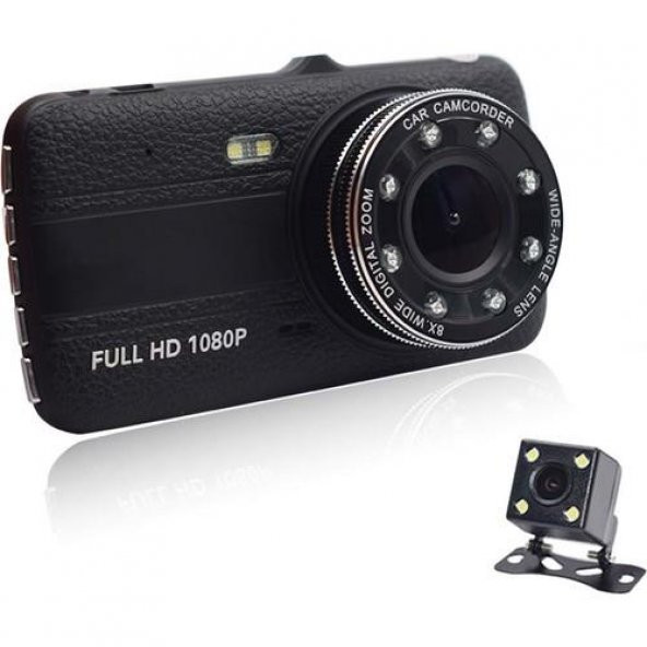 1080p Full HD 4" Ekran Çift Kameralı Araç İçi Güvenlik Kamerası