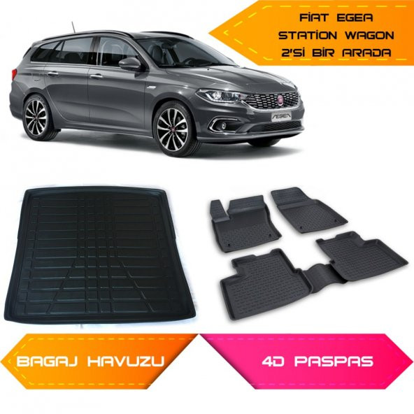 Fiat Egea Station Wagon 4D Havuzlu Paspas ve Bagaj Havuzu