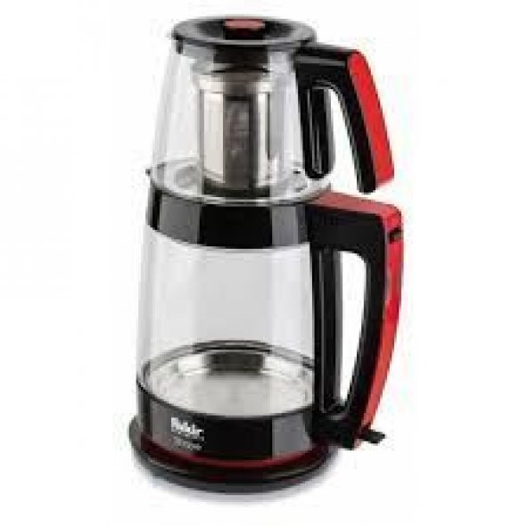 Fakir Shaye Cam Çay Makinesi Siyah-Kırmızı
