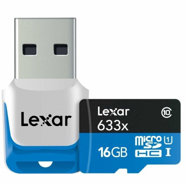 Lexar 16GB micro SD Class 10 Hafıza Kartı 633x + 3.0 Reader