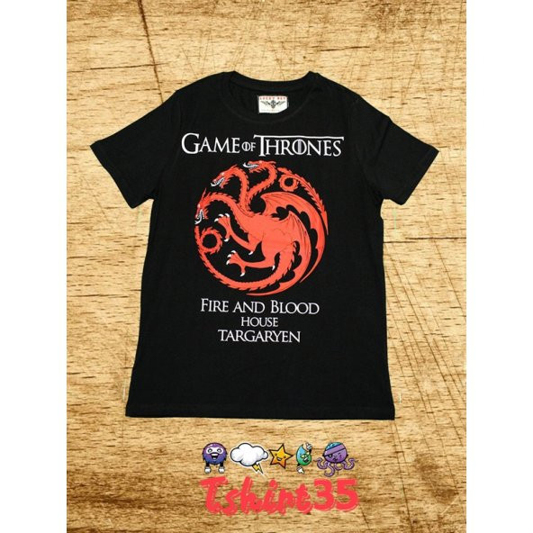 Game Of Thrones Targaryen t-shirt , tişört SİYAH