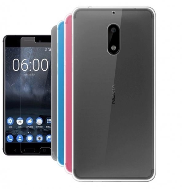 Nokia 6 İnce Silikon Kılıf + NANO KIRILMAZ CAM