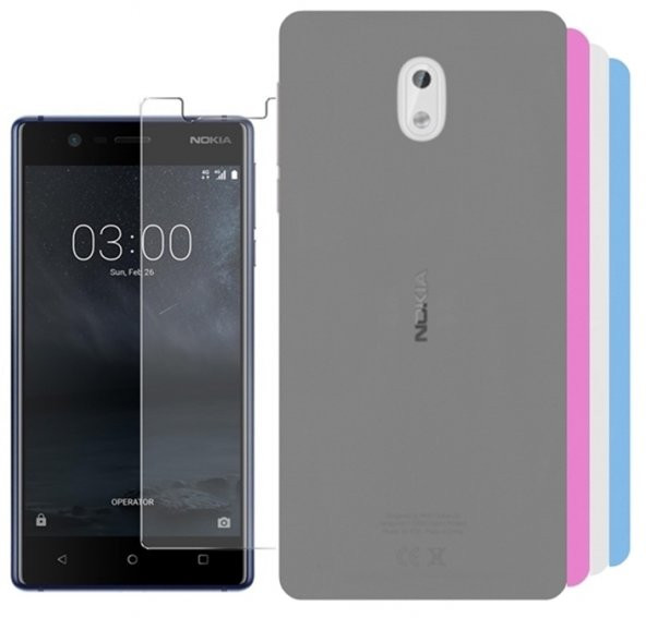 Nokia 3 Kılıf + KIRILMAZ CAM