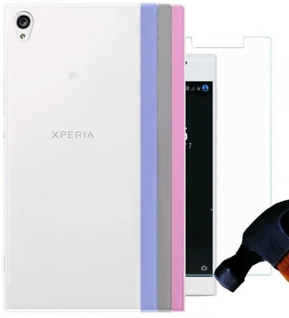 Sony Xperia L1 Silikon Kılıf + Kırılmaz Cam