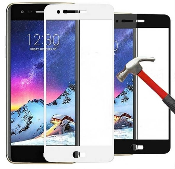 LG K10 2017 Kırılmaz Cam Tam Ekran Koruyucu Kavisler Dahil