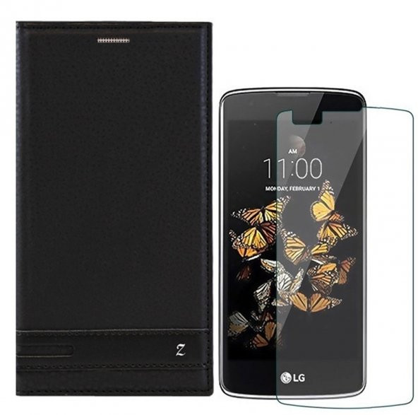 LG X Screen (K500) Kılıf Magnum Siyah + Kırılmaz Cam
