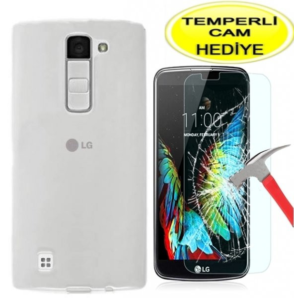 Lg K10 Kılıf Şeffaf 02mm Silikon KIRILMAZ CAM HEDİYE