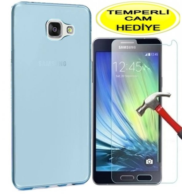 Samsung Galaxy A7 2016 Kılıf 02mm Mavi Silikon KIRILMAZ CAM