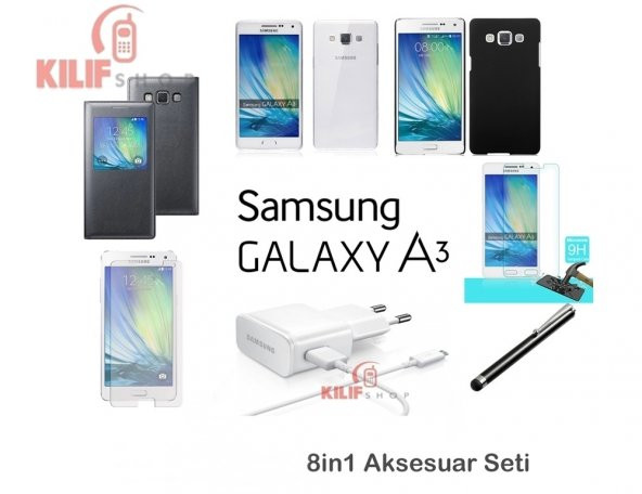 Samsung Galaxy A3 Kılıf & Aksesuar Seti 9in1