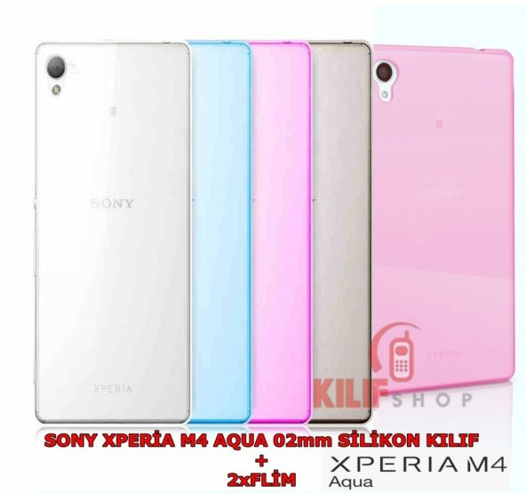 Sony Xperia M4 Aqua 02mm Ultra İnce Silikon Kılıf 2xFilm