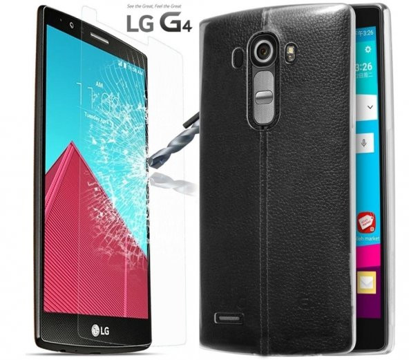 LG G4 Kılıf 0.2mm Silikon+Kırılmaz Ekran Kouyucu Flim
