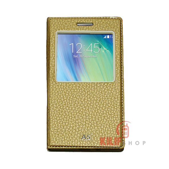 Samsung Galaxy A5 Kılıf Uykumodlu Pencereli Slim Gold 2xFlim